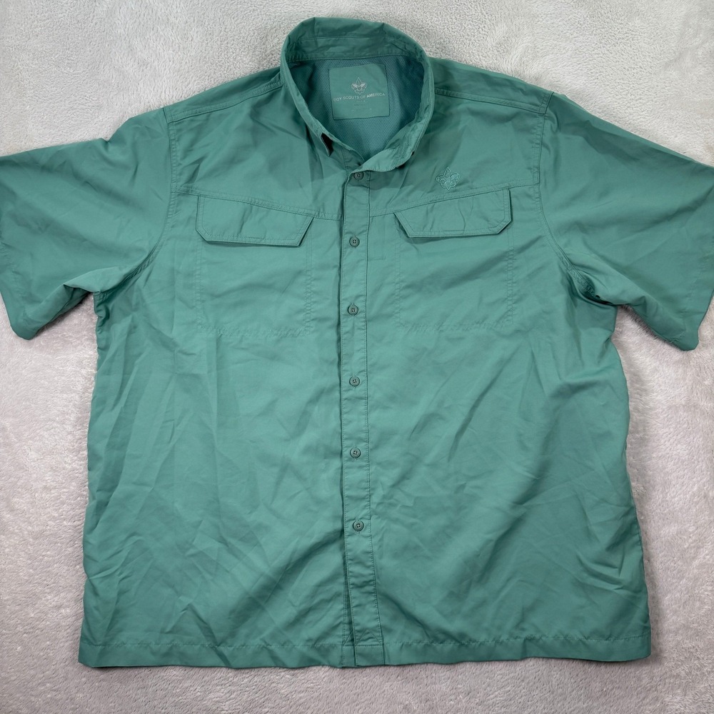 Boy Scouts of America Shirt Adult Mens 2XL Short Sleeve Button Up Camp Hiking